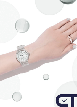 CASIO MQ-24S-7B — классические аналоговые часы в прозрачном сером корпусе