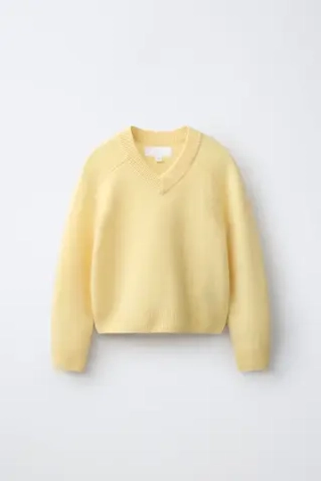 ZARA СВИТЕР ИЗ 100% КАШЕМИРА, СВЕТЛО-ЖЕЛТЫЙ
