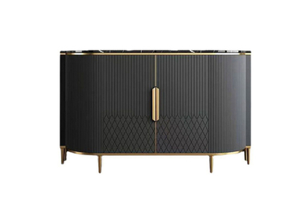 Комод округлый 90x55x150см Garda Decor черный с золотой фурнитурой