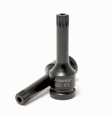 Головка-бита SPLINE глубокая ударная1/2'', M12 с отверстием Forsage F-24807812T