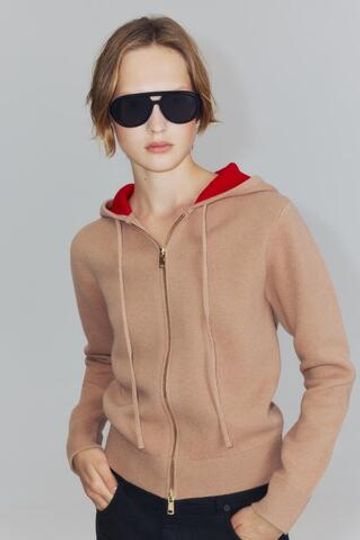 ZARA КУРТКА ИЗ 95% ШЕРСТИ С КАПЮШОНОМ, РЫЖЕВАТО-КОРИЧНЕВЫЙ