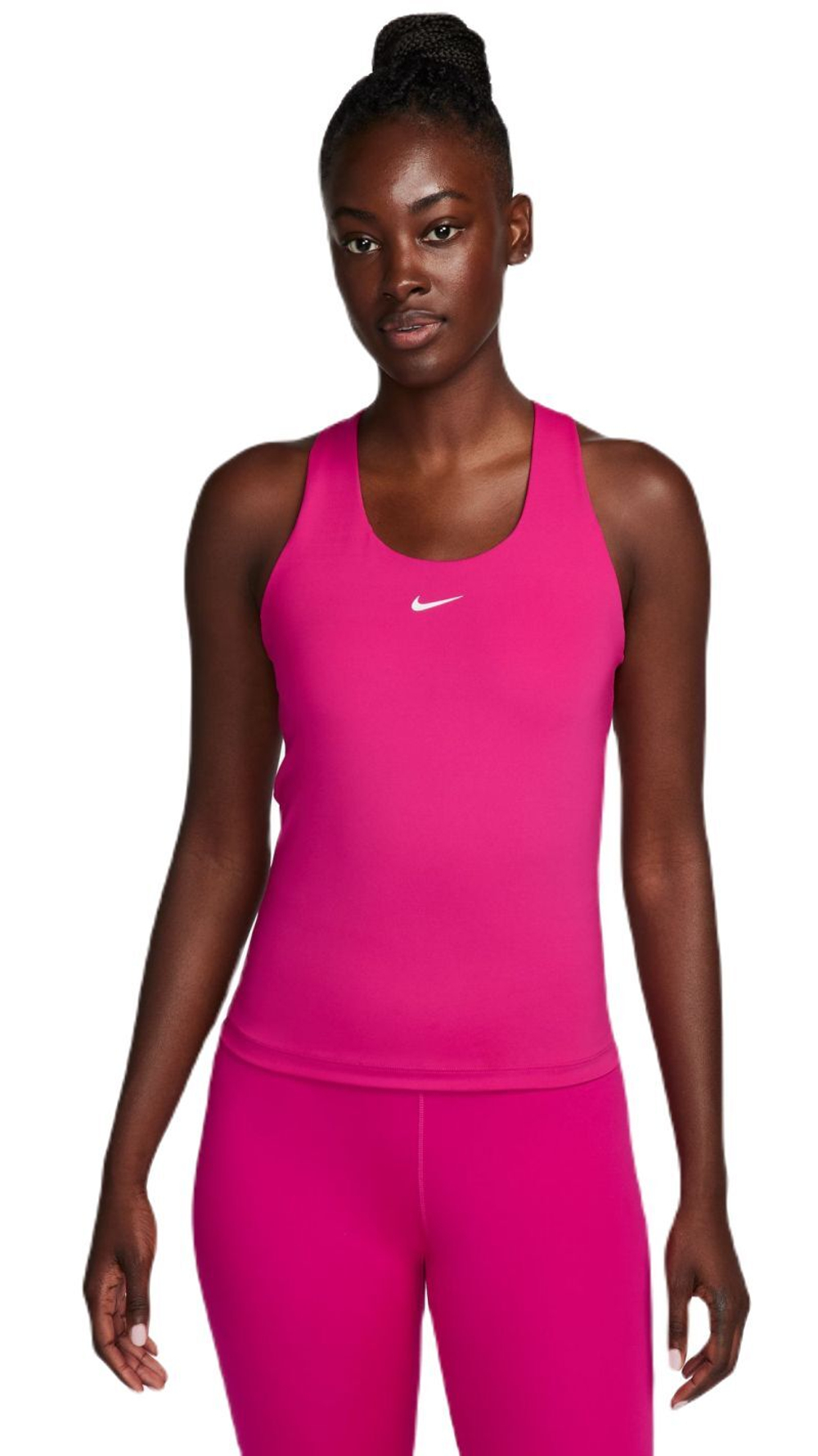 Женский топ теннисный Nike Dri-Fit Swoosh Bra Tank - fireberry/fireberry/white