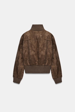 ZARA БОМБЕР ИЗ ИСКУССТВЕННОЙ ЗАМШИ, СВЕТЛО-БЕЖЕВЫЙ