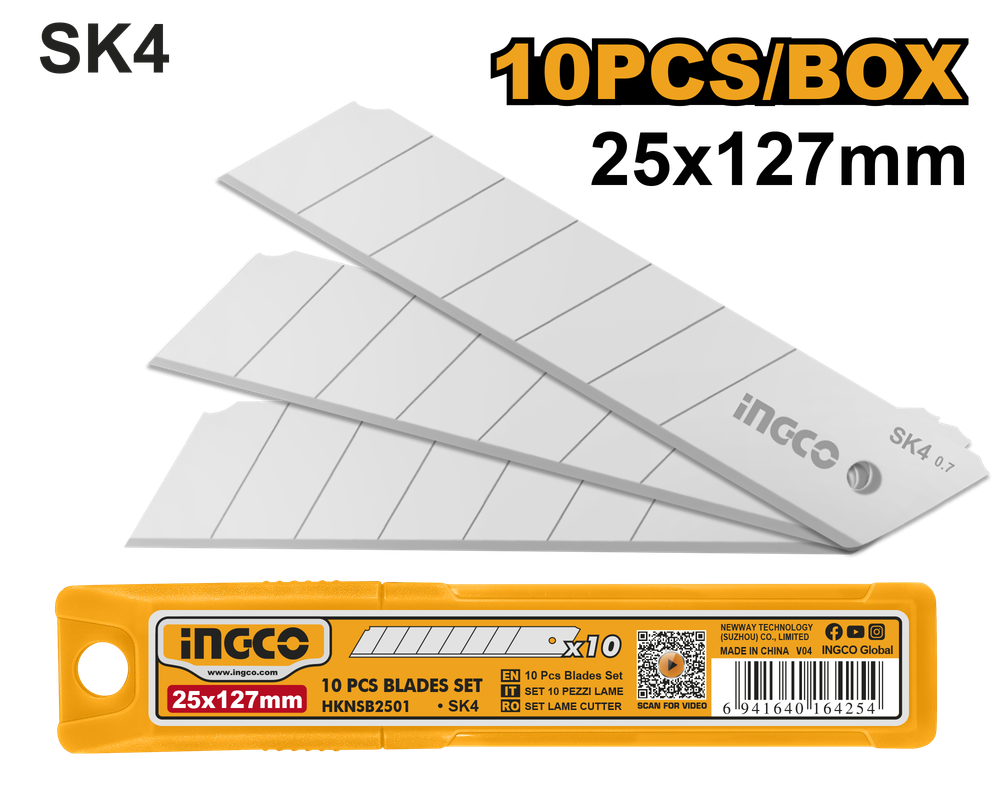 Лезвия для ножа INGCO HKNSB2501 INDUSTRIAL 25х127 мм 10 шт. Лезвия для ножа INGCO HKNSB2501 INDUSTRIAL 25х127 мм 10 шт.