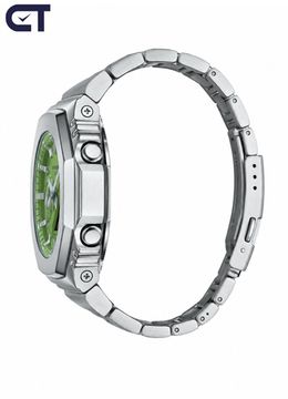 CASIO GM-2110D-3ADR G-SHOCK мужские наручные часы — металлическая G-SHOCK 2100 со стальным браслетом и зелёным циферблатом