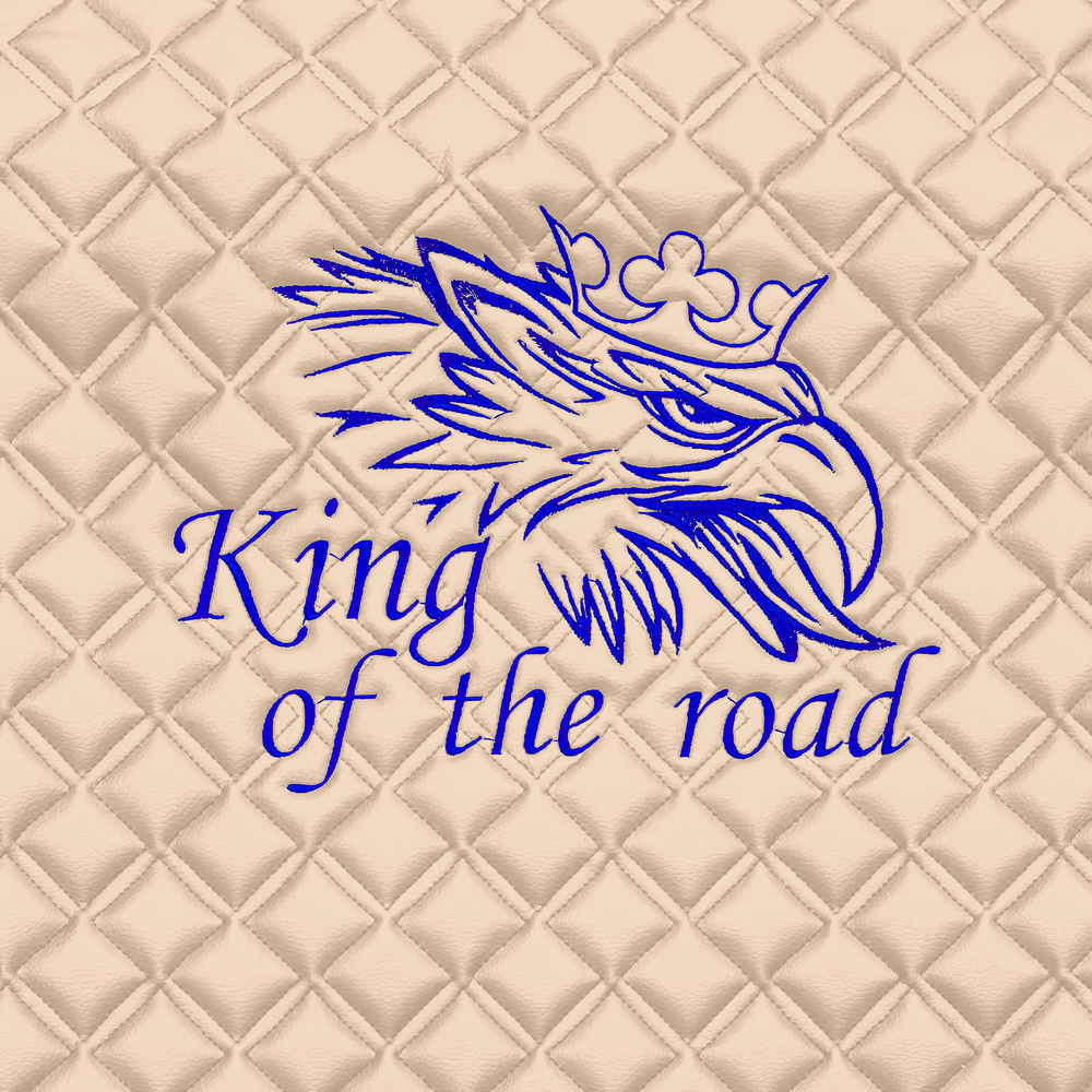 Ковры SCANIA 5 серии Р (автомат) (экокожа, бежевый, бежевый кант, синяя вышивка)