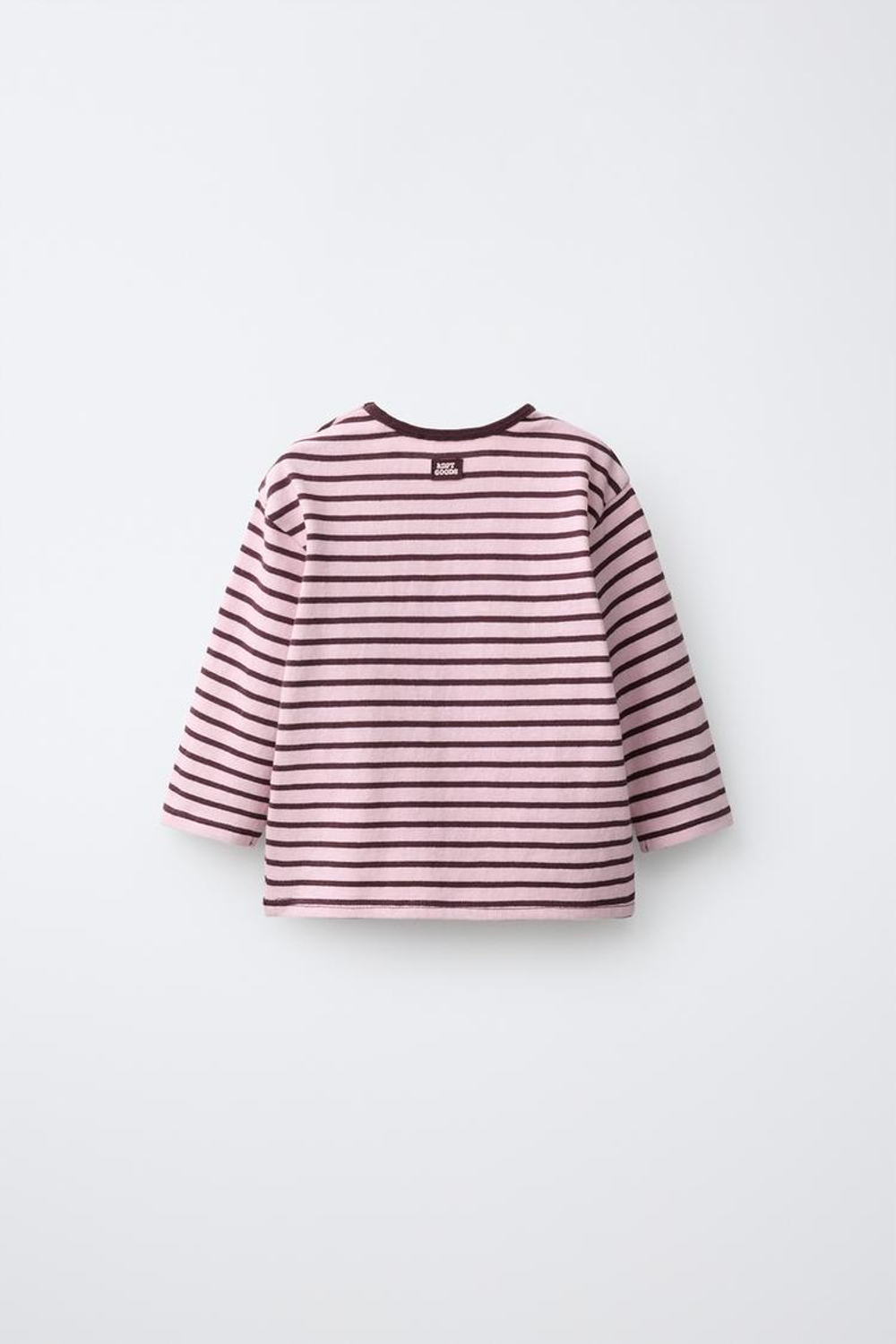 ZARA ФУТБОЛКА В ПОЛОСКУ С НАШИВКОЙ, РОЗОВЫЙ