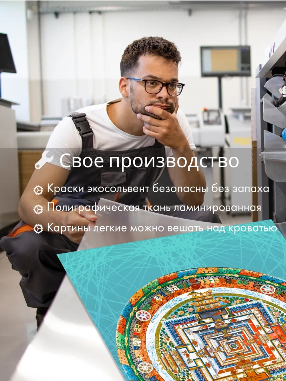 Картина "Мандала калачакра", на стену 50х70см 1шт.