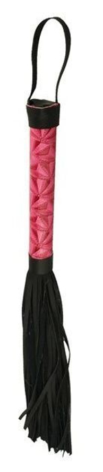 Аккуратная плетка с розовой рукоятью Passionate Flogger - 39 см. (Цвет: розовый с черным)