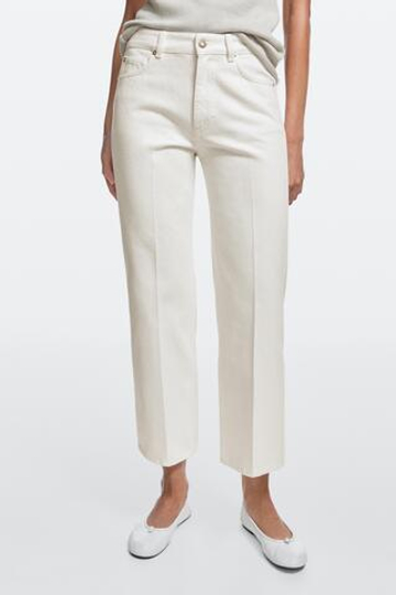 Massimo Dutti Джинсы-клеш с укороченной талией и средней посадкой, белый
