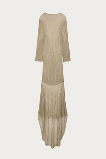 ZARA X MARISA BERENSON ДЛИННОЕ ТРИКОТАЖНОЕ ПЛАТЬЕ, ЗОЛОТИСТЫЙ