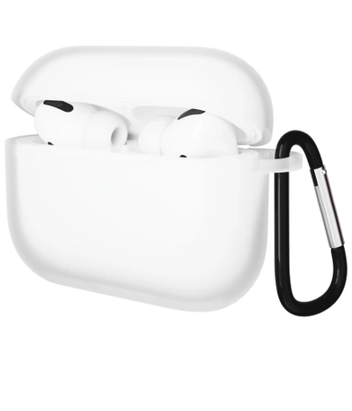 Чехол для Airpods Pro Gurdini прорезиненный soft touch c карабином Прозрачно-Матовый