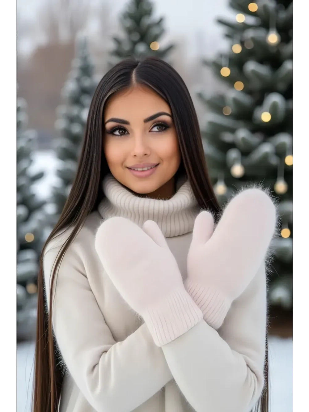 Варежки зимние теплые пушистые ангора