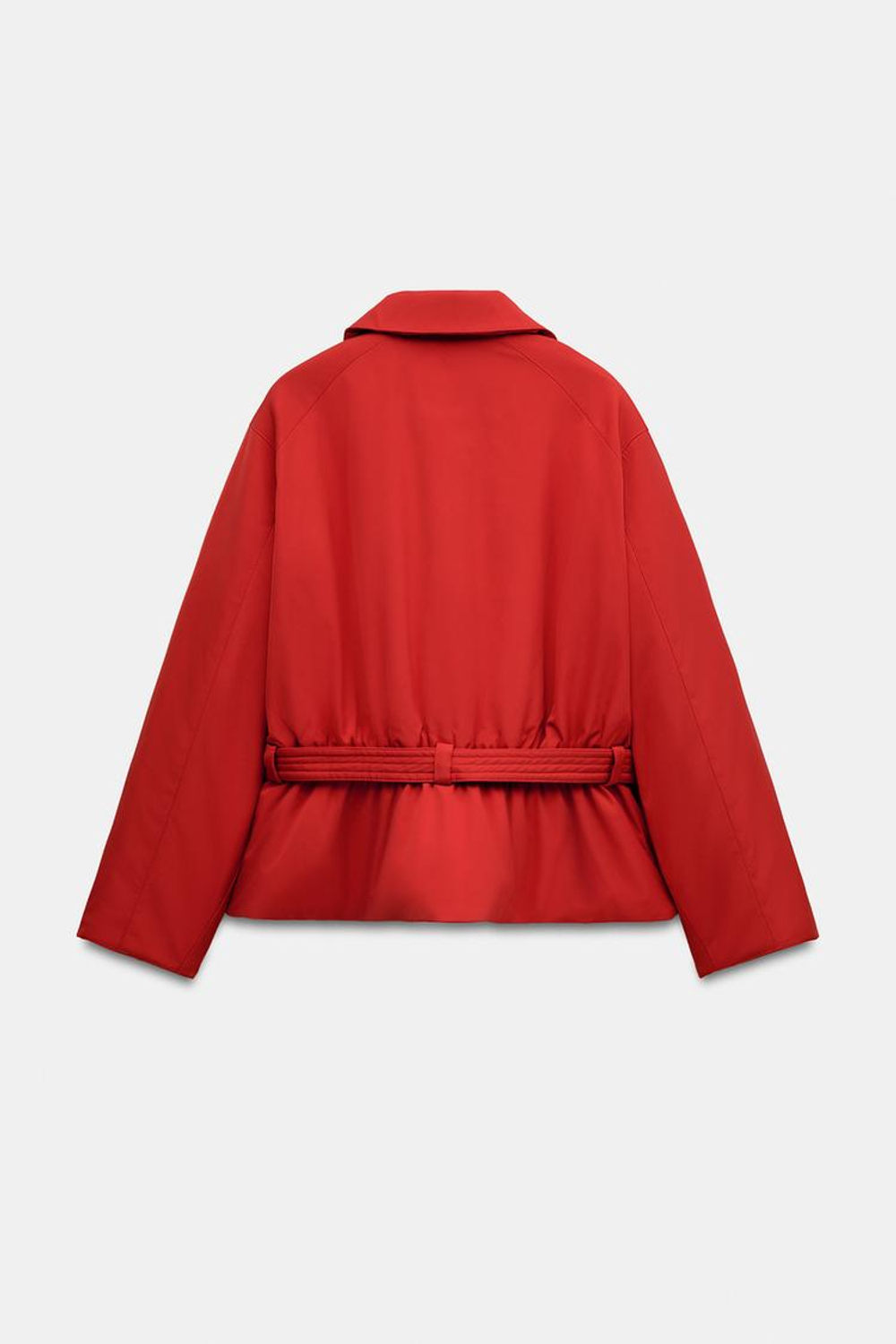 ZARA СТЕГАНАЯ КУРТКА С ПОЯСОМ WATER REPELLENT, КРАСНЫЙ