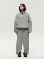 Drawstring Half-Zipped Sweatshirt Grey