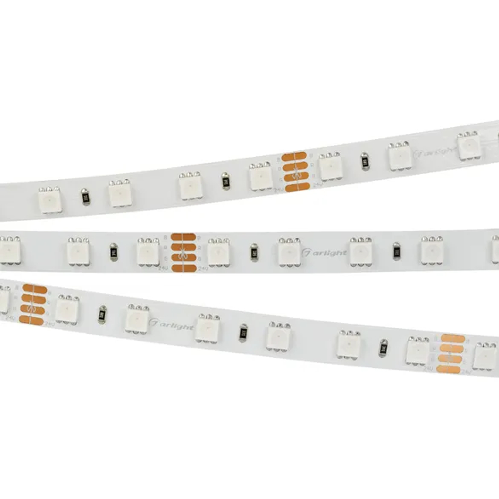 Светодиодная лента RT-B60-10mm 24V RGB (14.4 W/m, IP20, 5060, 5m) (Arlight, Открытый) 010367(2)