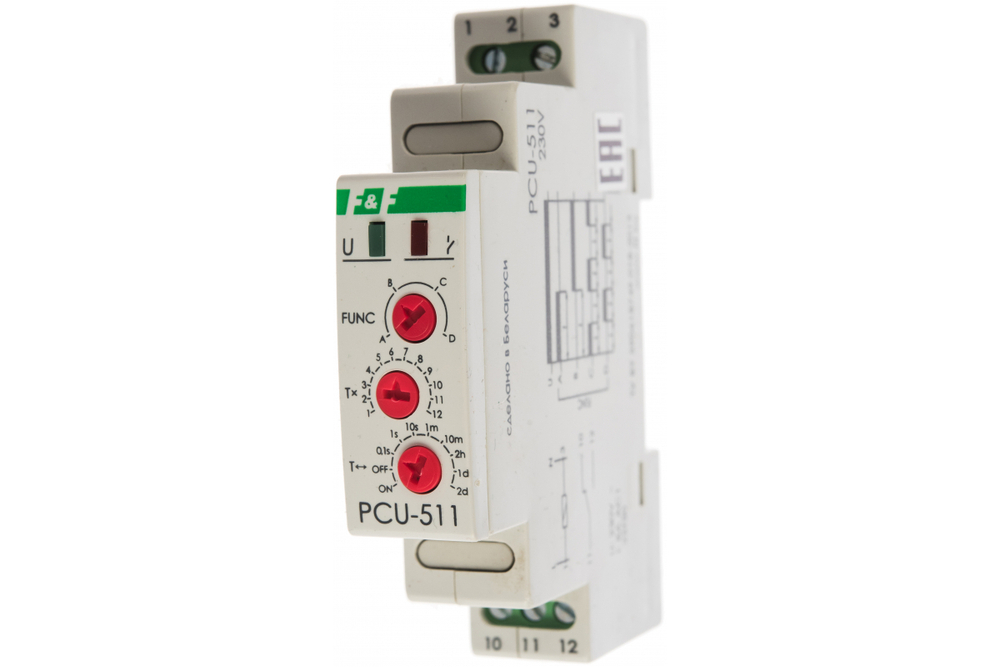 Реле времени PCU-511 8А 230В 1 перекл. IP20. многофункц. (диап. врем. 0,1-2073600с)