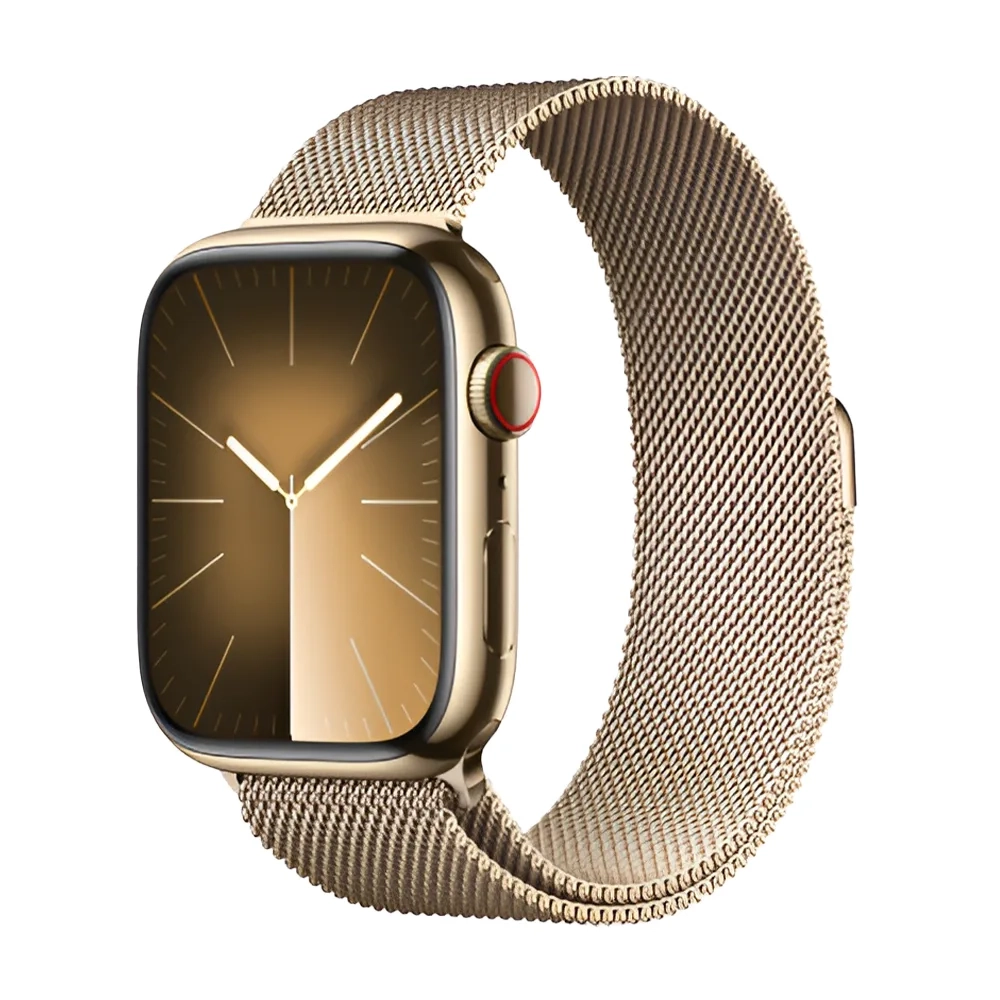 Умные часы Apple Watch Series 9 GPS + Cellular, 45mm, Stainless Steel Case with Gold Milanese Loop (Золотистый)