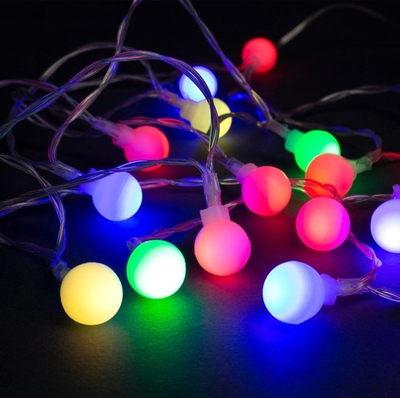 Гирлянда USB "Нить" 3 м с насадками "Шарики" прозрачная нить, 20 LED, мульти, фиксинг