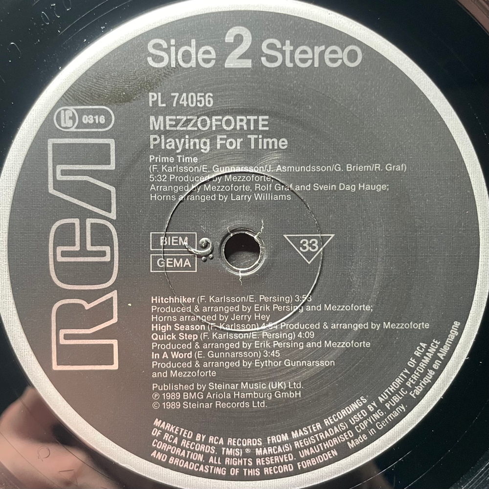 Mezzoforte ‎– Playing For Time (Германия 1989г.)
