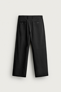 ZARA БРЮКИ ЧИНОС RELAXED FIT СО СКЛАДКАМИ, ЧЕРНЫЙ