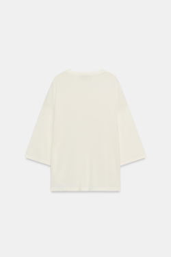 ZARA ТРИКОТАЖНЫЙ ТОП С РУКАВАМИ 3/4, БЕЛЫЙ
