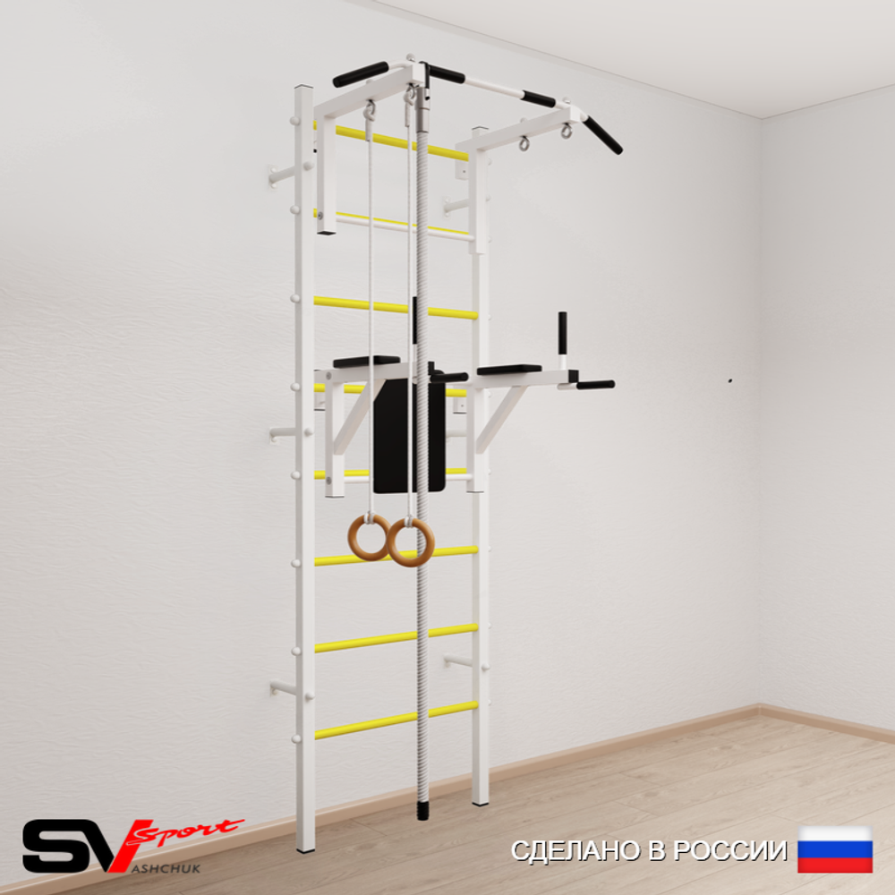 Шведская стенка Sv Sport усиленная 674 (Турник стандарт/Брусья/Канат/Кольца)