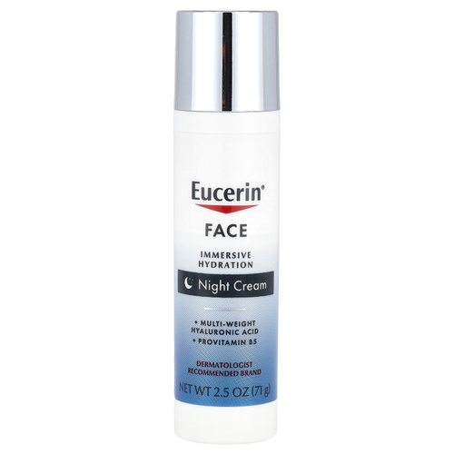 Eucerin, Face, иммерсивный увлажняющий ночной крем, без отдушек, 71 г (2,5 унции)