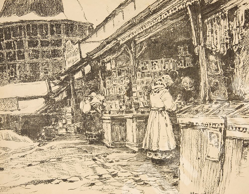 Соколов Владимир Иванович (1872-1946). Иконные лавки. Автолитография. 1916 г. Соколов Владимир Иванович (1872-1946). Иконные лавки. Автолитография. 1916 г.