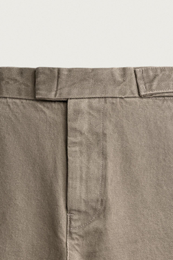 ZARA БРЮКИ ЧИНОС STRAIGHT FIT С ХЛЯСТИКАМИ, СВЕТЛЫЙ ХАКИ