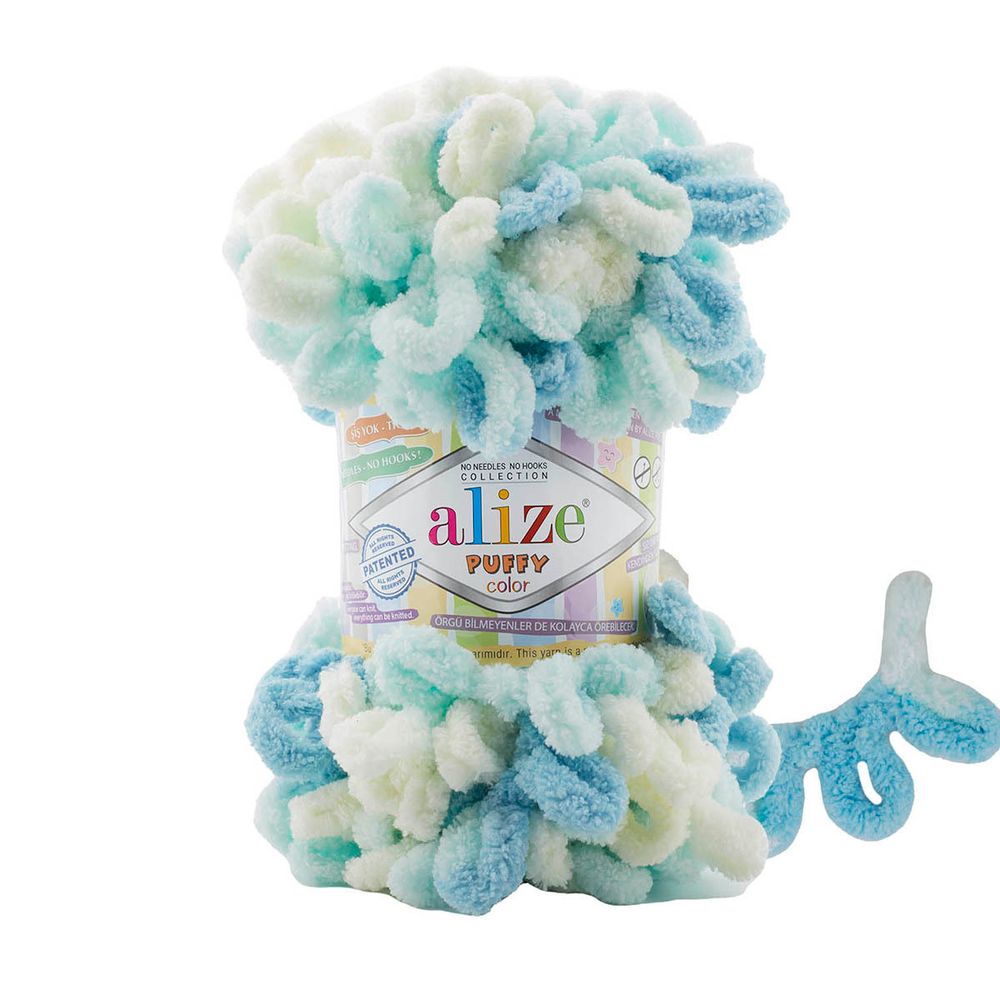 Пряжа Alize (Ализе) Puffy Color / уп.5 мот. по 100 г, 9 м, 6461 секционный