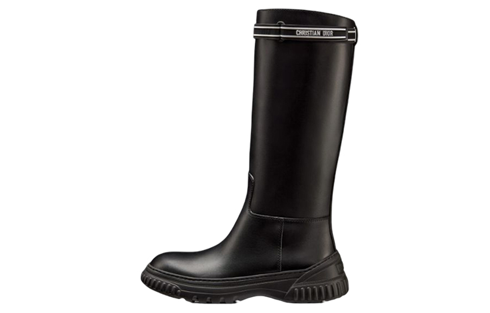 DIOR D Racer Leather Knee high Boots Women"s Black
