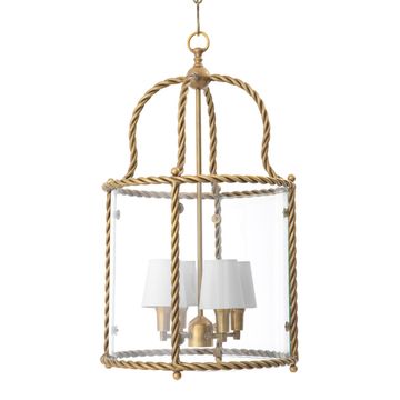 Eichholtz Pendant Preston, Vintage Brass Finish / Clear Glass (white shades)