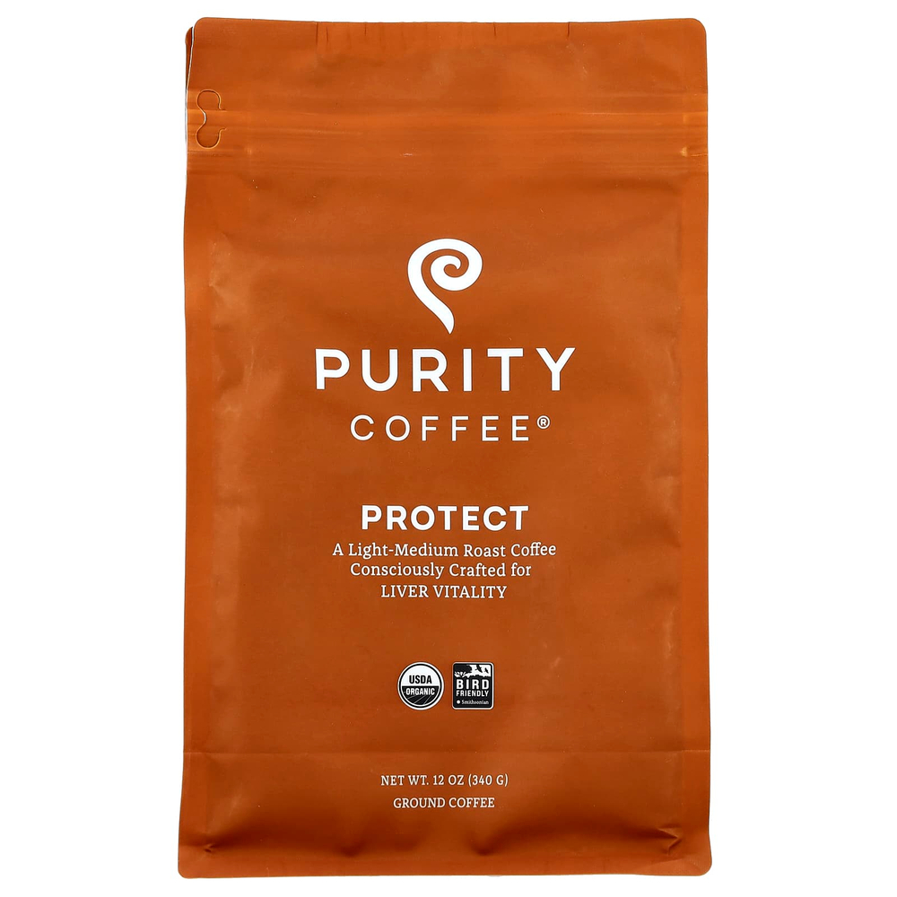 Purity Coffee, Protect, молотый, легкая и средняя обжарка, 340 г (12 унций)