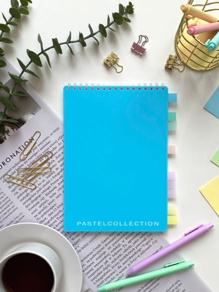 НОВИНКА! Блокнот А5 60 л. Pastel Collection Blue/Mint, с обложкой из двухстроннего двухцветного пластика, на металлическом гребне