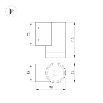 Светильник настенный 12W 3000K 049984(1) серый LGD-RAY-WALL-R65-12W Warm3000 230V IP65 Arlight
