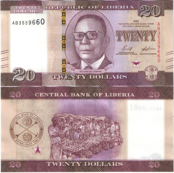 20 долларов 2022 Либерия