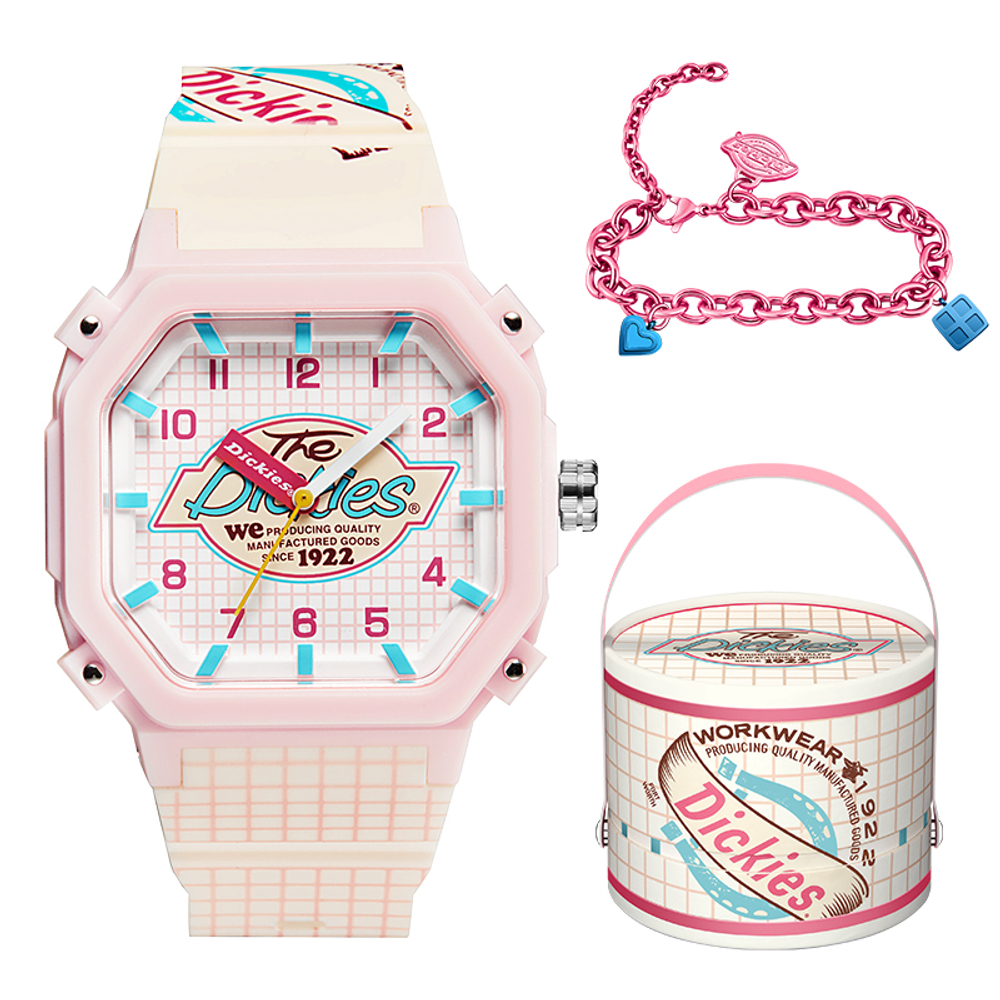 Dickies Wrist Watch Quartz Movement Silicone Strap Pink Watch Dial Women"s Watch Classic Box For Festive Occasions