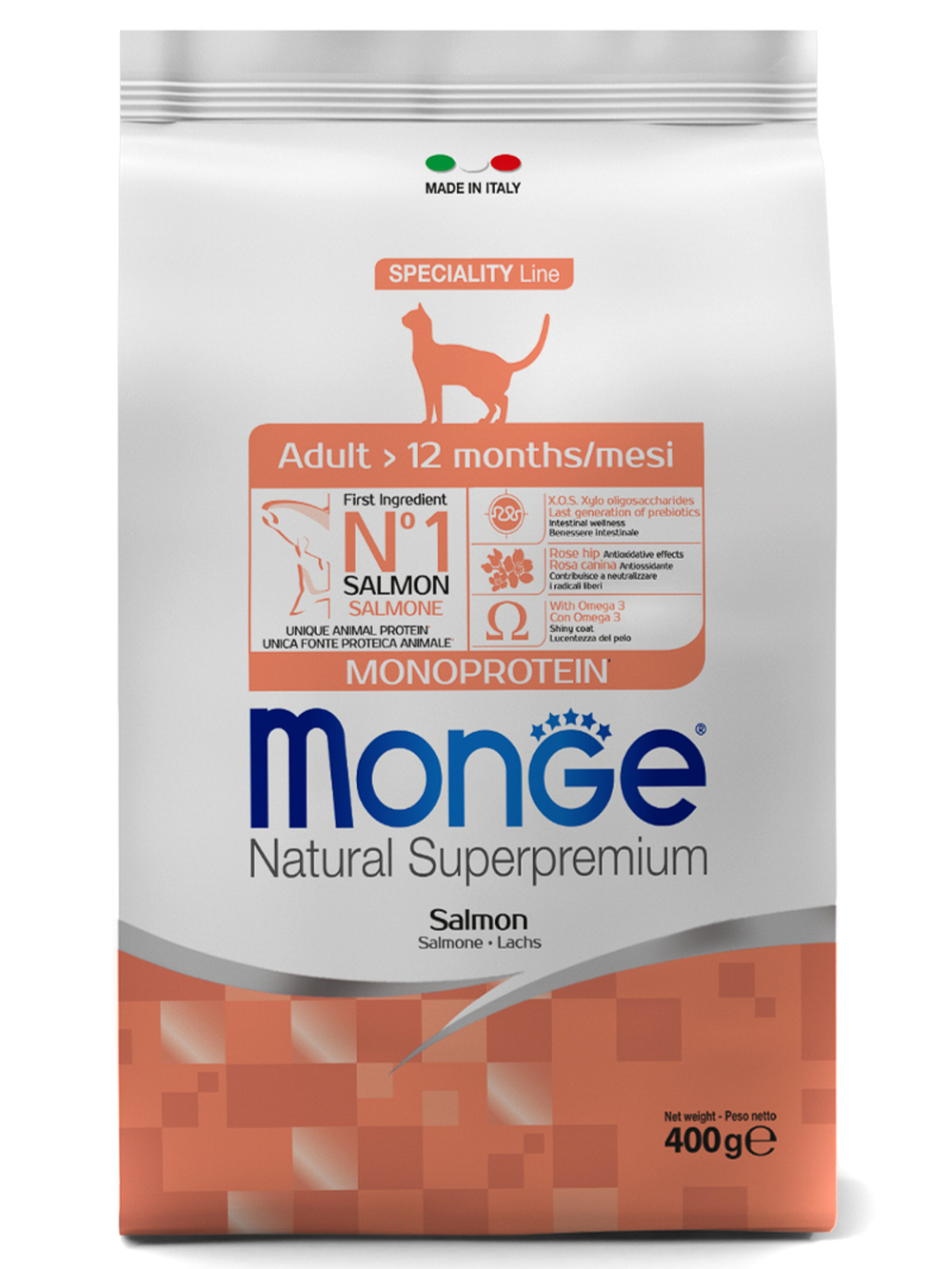 Сухой корм Monge Cat Speciality Line Monoprotein Adult для взрослых кошек с лососем 400 г