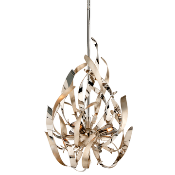 Corbett Graffiti Pendant, 38 cm, Silver Leaf