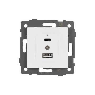Механизм USB розетки SCT-MUAC-PL-WH-V (5V, 3A, QC4) (Arlight, -)