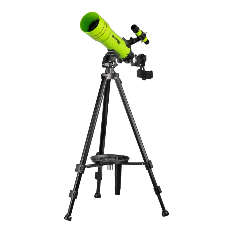 Телескоп BRESSER JUNIOR 70/400 в зеленом рюкзаке (8850610B4K000) - вид спереди с искателем