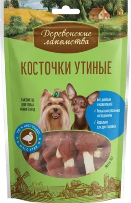 ДЕРЕВЕНСКИЕ ЛАКОМСТВА для мини-пород Косточки утиные, 55 г