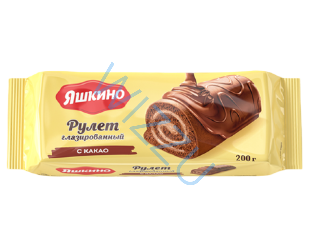 Рулет Яшкино глазированный с какао 200 гр м/у
