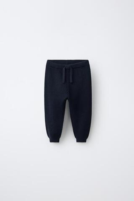 ZARA ТРИКОТАЖНЫЕ БРЮКИ-ДЖОГГЕРЫ, СИНИЙ