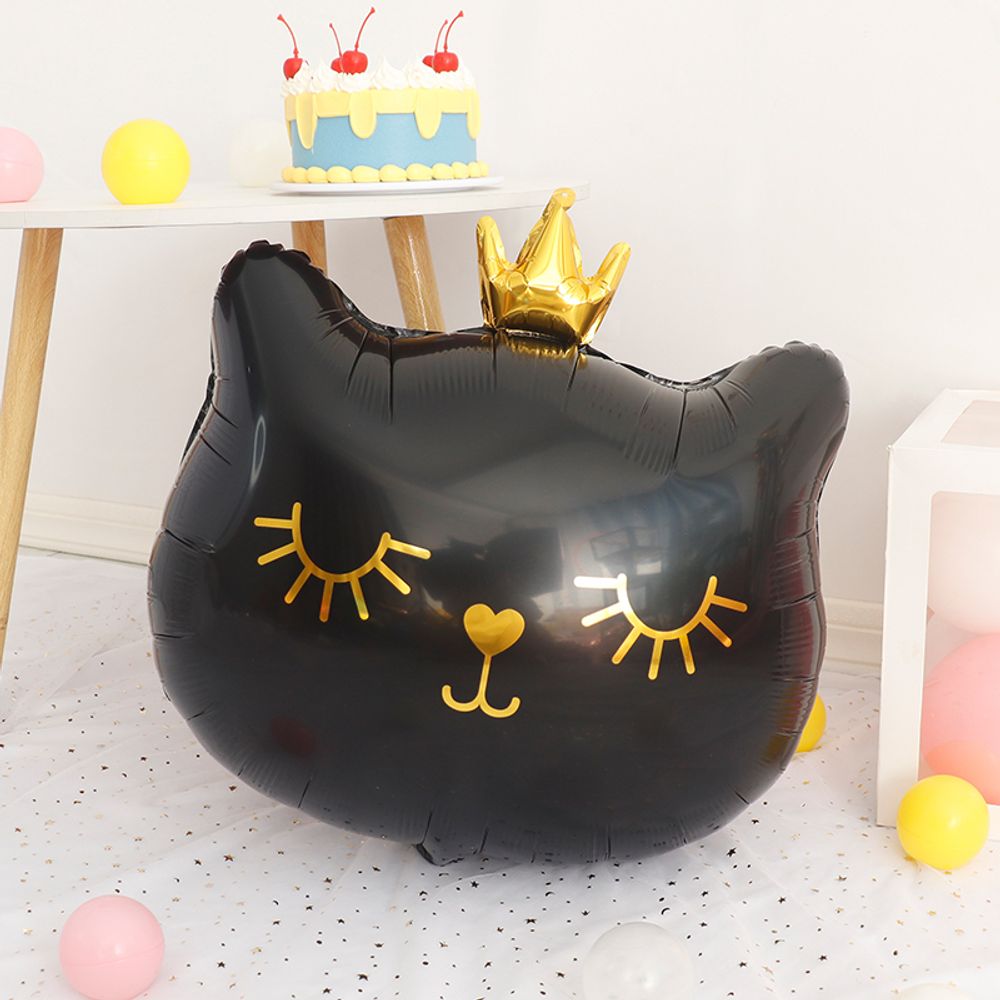 Шар (22"/56 см) Фигура, Котенок Принцесса, Черный