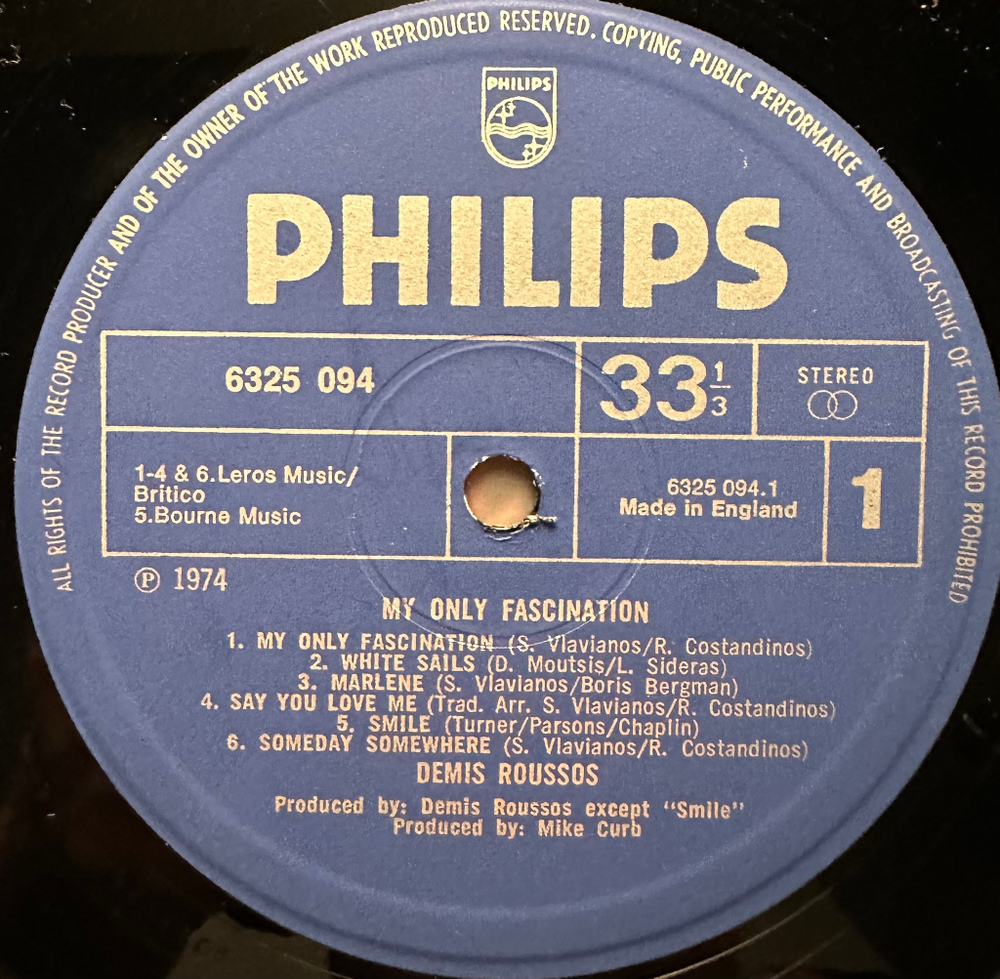 Demis Roussos - My Only Fascination (Англия 1974г.)