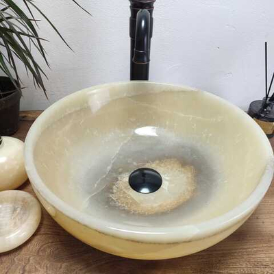 Раковина из оникса Bowl Yellow BO-60975 40x40x15 из натурального камня