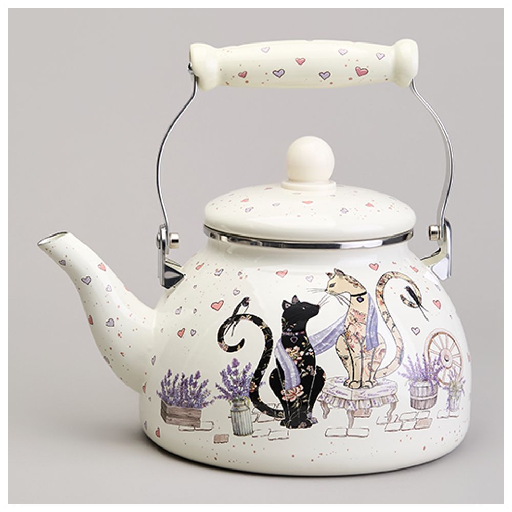 ЧАЙНИК AGNESS ЭМАЛИРОВАННЫЙ СЕРИЯ "LAVENDER CATS", 2,6 Л