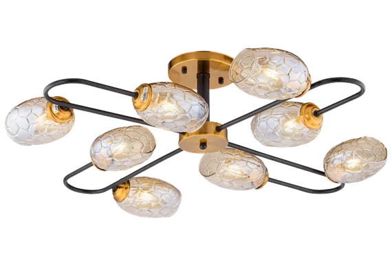 Люстра потолочная Rilon 06749/8 BK+GOLD BRONZE, 8×40 Вт, золотая и чёрная